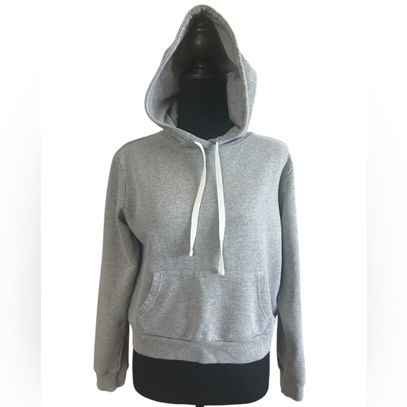 Forever 21 Gray Cropped Fleece Pullover Hoodie Sweatshirt Women’s Size Small - Picture 1 of 6